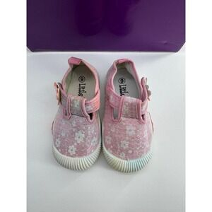 Little Star Toddler Girls Pink Sparkle Flower Mary Janes - Size 6